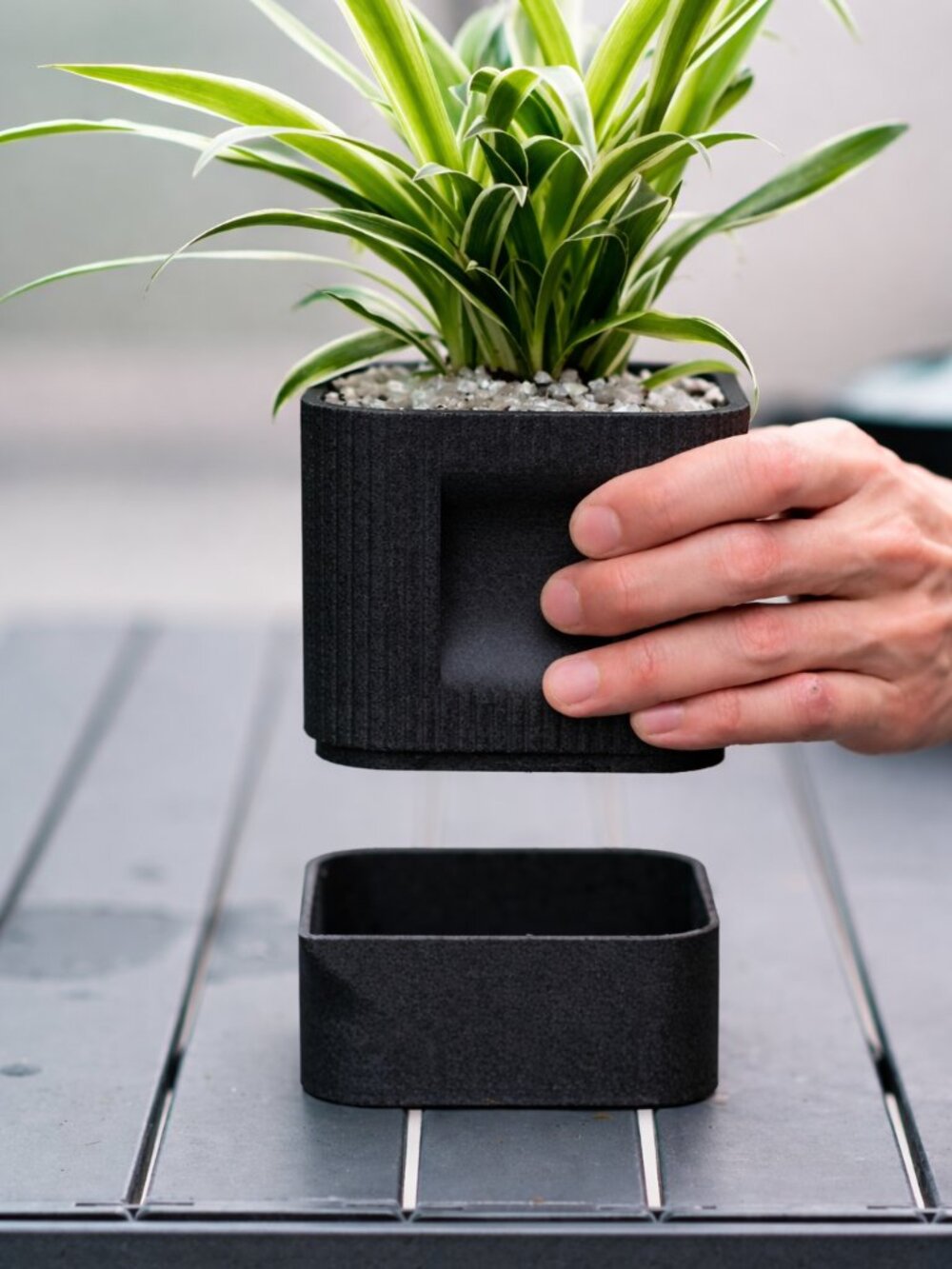 3D Printed Self Watering Planter Pot with Drainage Tray Indoor Plant Pot Modern